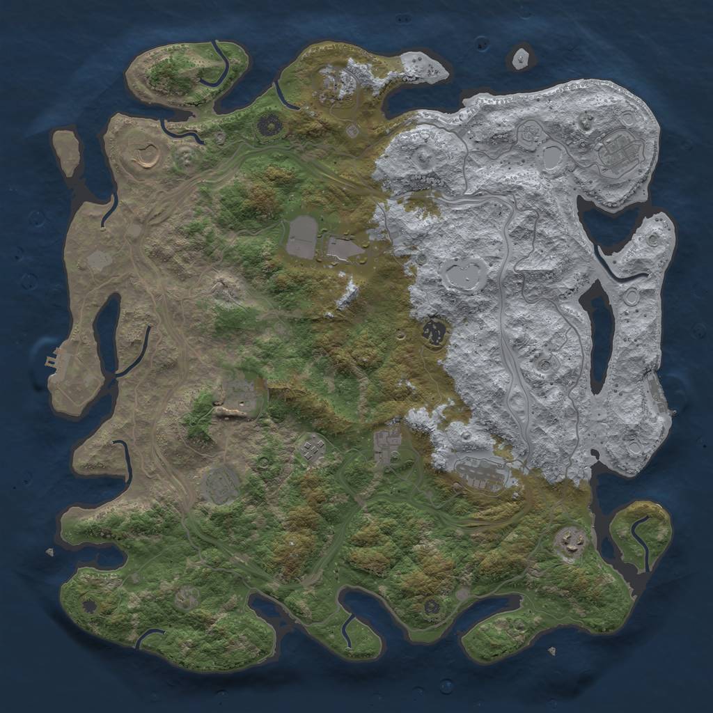 Rust Map: Procedural Map, Size: 4500, Seed: 1462384623, 18 Monuments