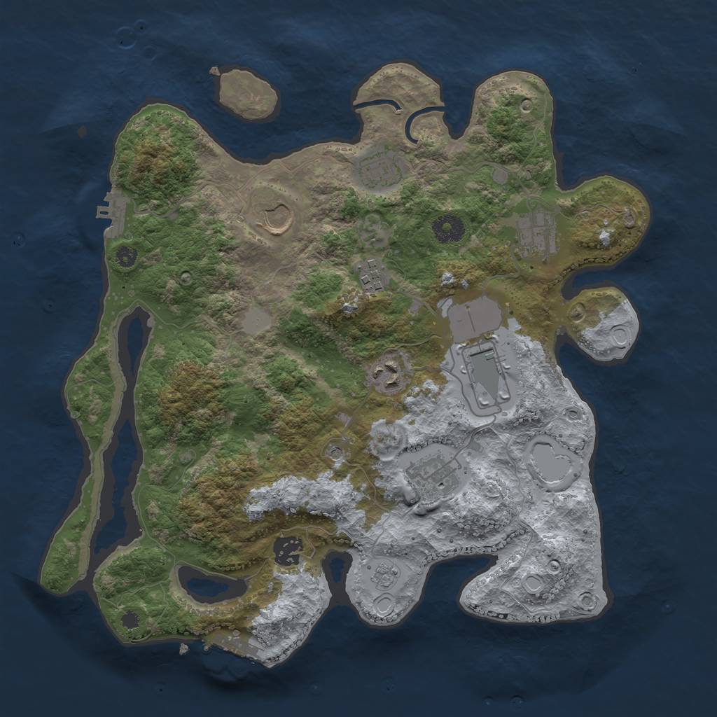 Rust Map: Procedural Map, Size: 3500, Seed: 47332514, 15 Monuments