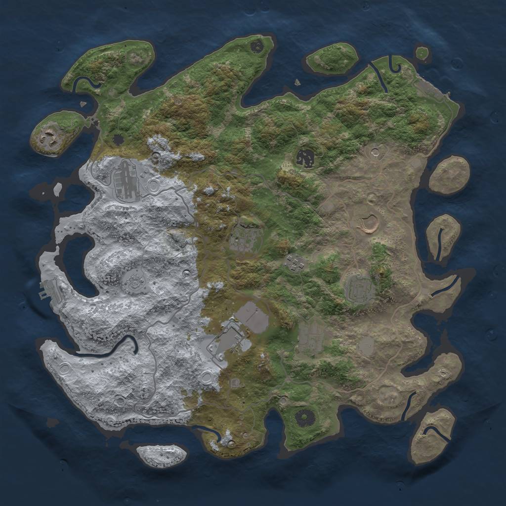 Rust Map: Procedural Map, Size: 4000, Seed: 123334, 16 Monuments