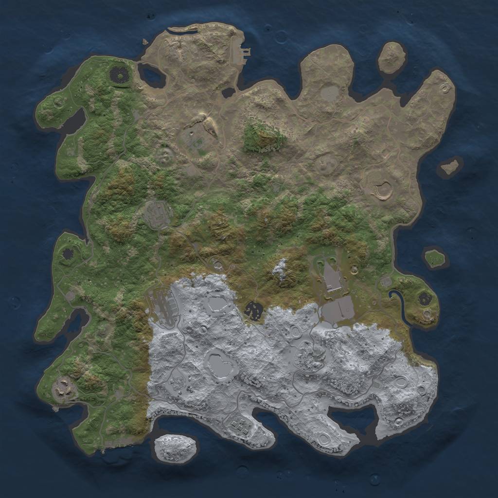 Rust Map: Procedural Map, Size: 4000, Seed: 1552, 16 Monuments