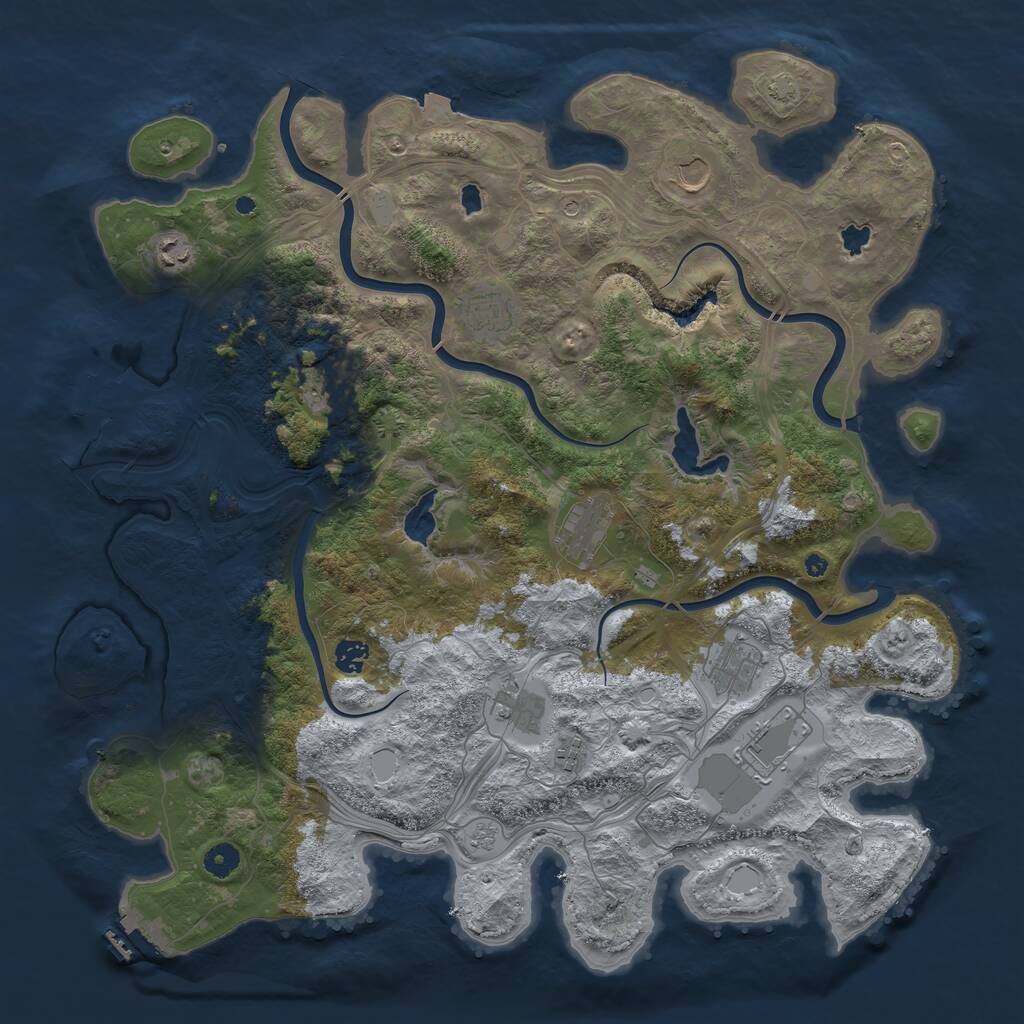 Rust Map: Procedural Map, Size: 4500, Seed: 72108216, 16 Monuments