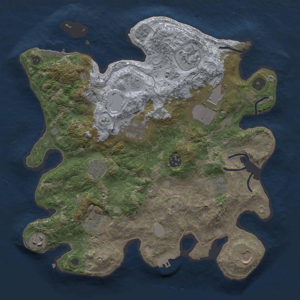 Rust Map: Procedural Map, Size: 3500, Seed: 514967045, 17 Monuments