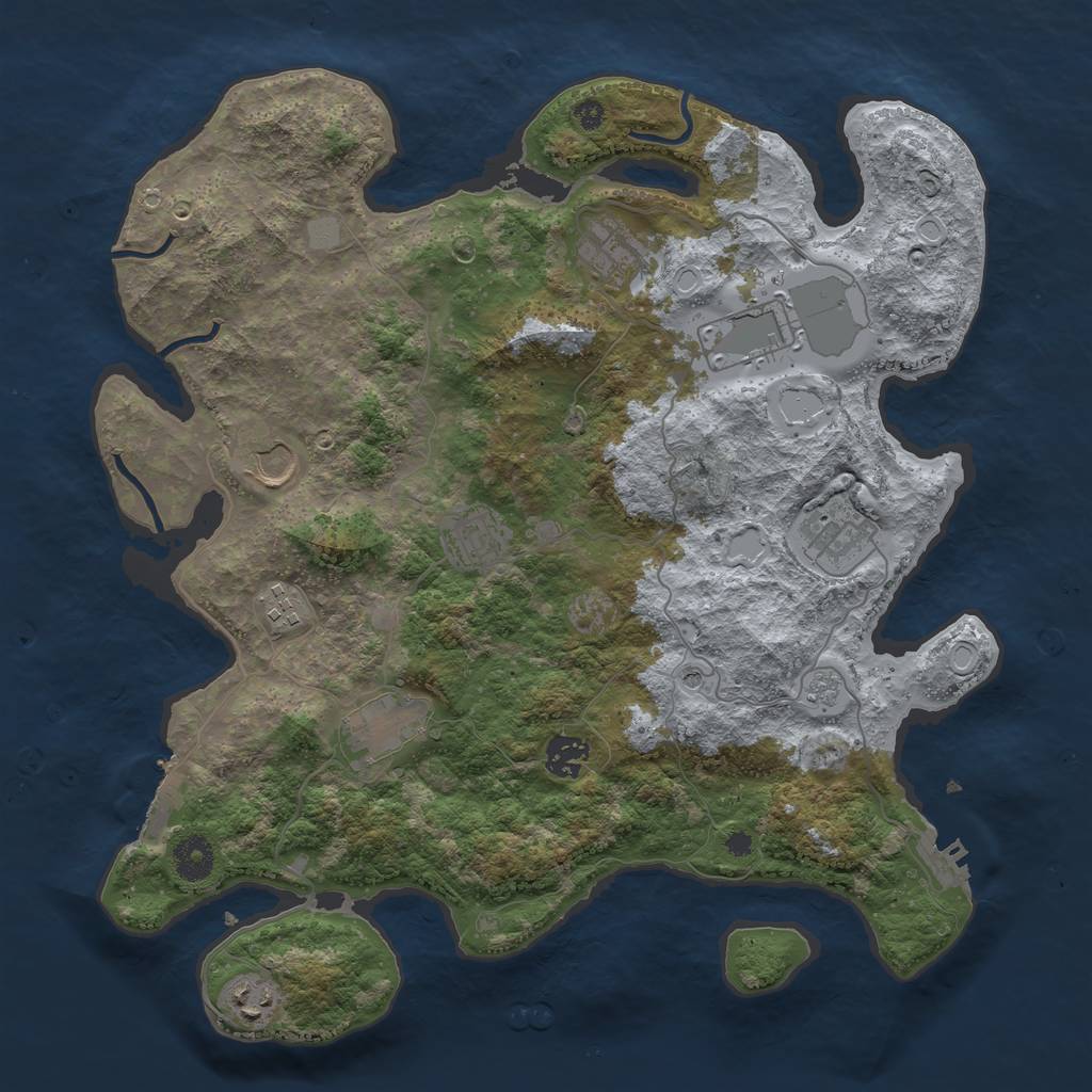 Rust Map: Procedural Map, Size: 3750, Seed: 2097252407, 16 Monuments