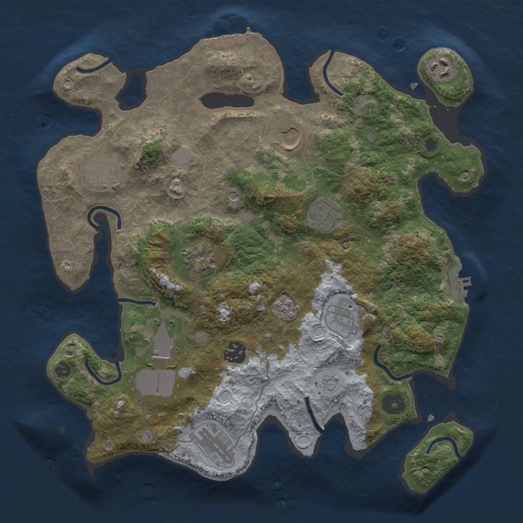 Rust Map: Procedural Map, Size: 3500, Seed: 14974213, 17 Monuments