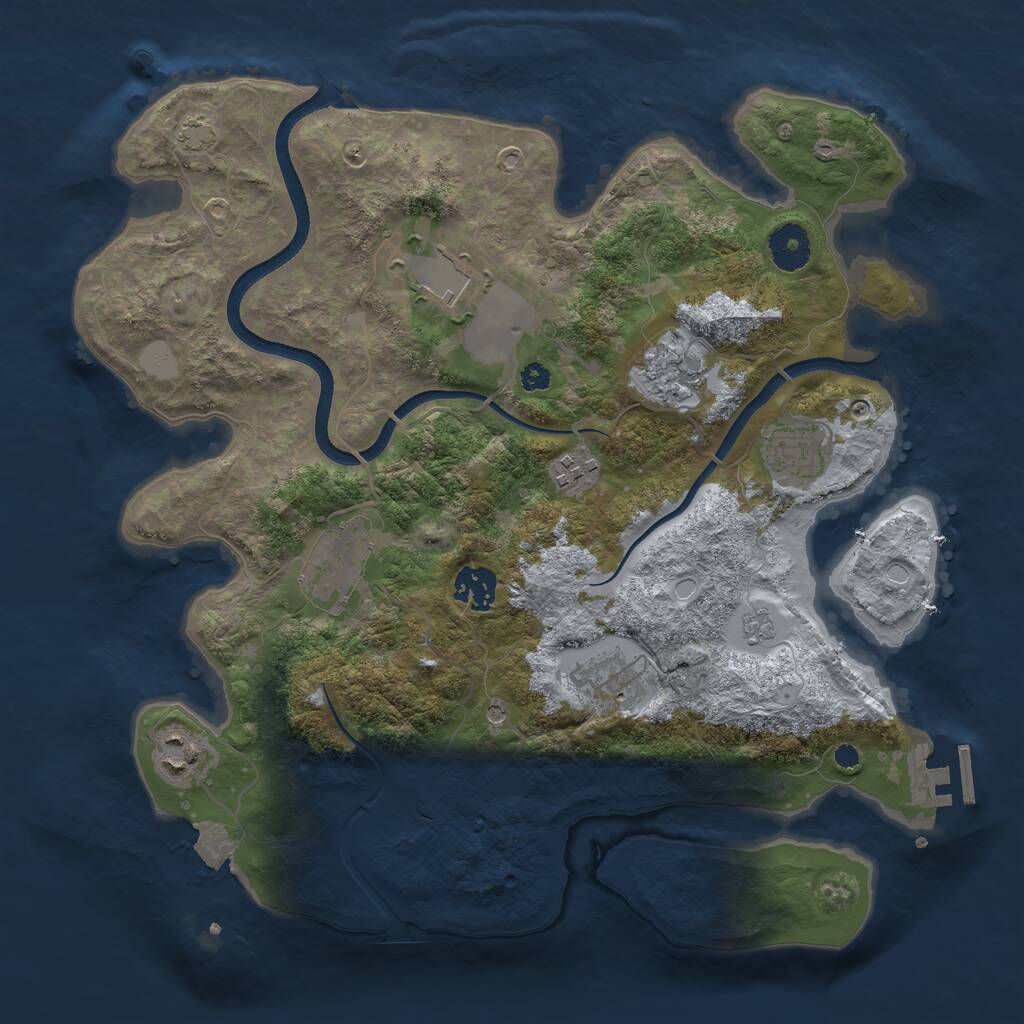 Rust Map: Procedural Map, Size: 3500, Seed: 488482745, 13 Monuments