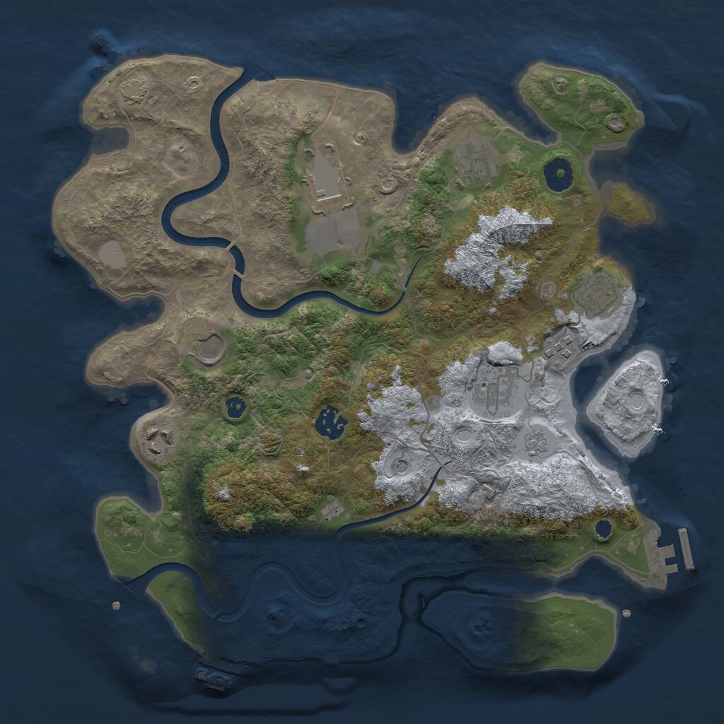 Rust Map: Procedural Map, Size: 3500, Seed: 488482745, 14 Monuments