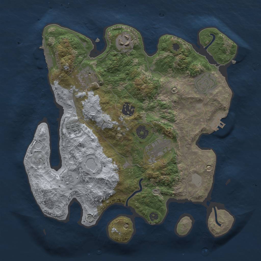 Rust Map: Procedural Map, Size: 3000, Seed: 79319, 12 Monuments