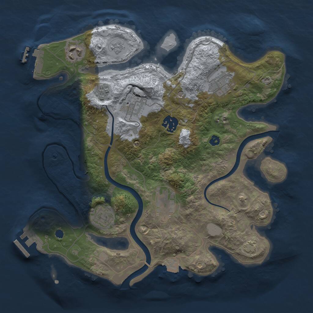 Rust Map: Procedural Map, Size: 3000, Seed: 1365653629, 13 Monuments