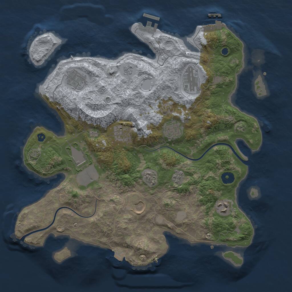 Rust Map: Procedural Map, Size: 3500, Seed: 264321, 13 Monuments