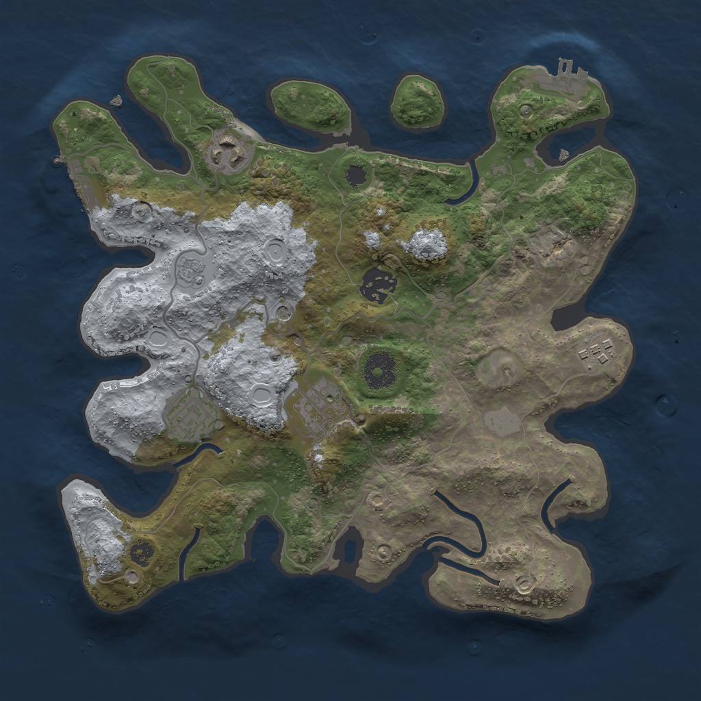 Rust Map: Procedural Map, Size: 3000, Seed: 2094207710, 12 Monuments