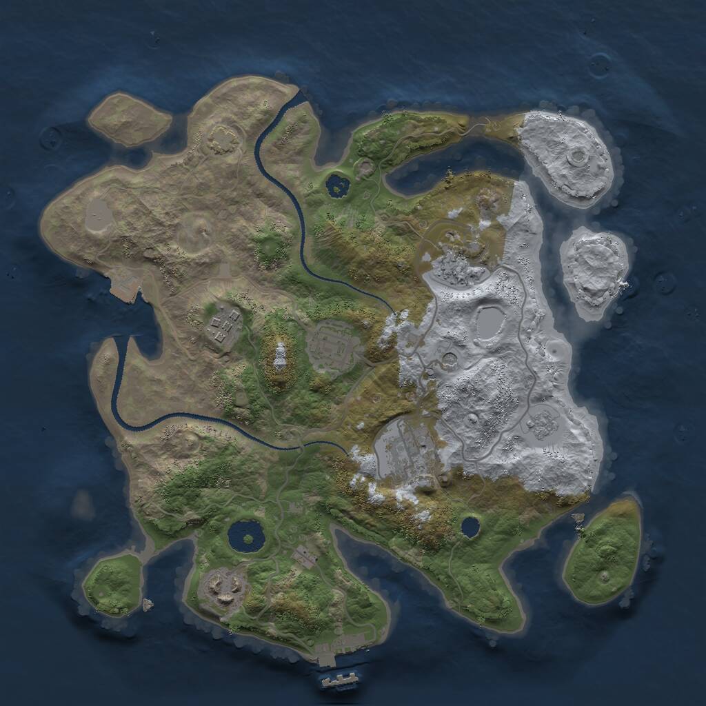 Rust Map: Procedural Map, Size: 3000, Seed: 501864392, 10 Monuments