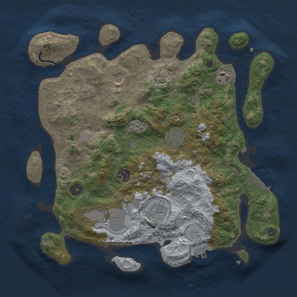 Rust Map: Procedural Map, Size: 3500, Seed: 39287129, 14 Monuments