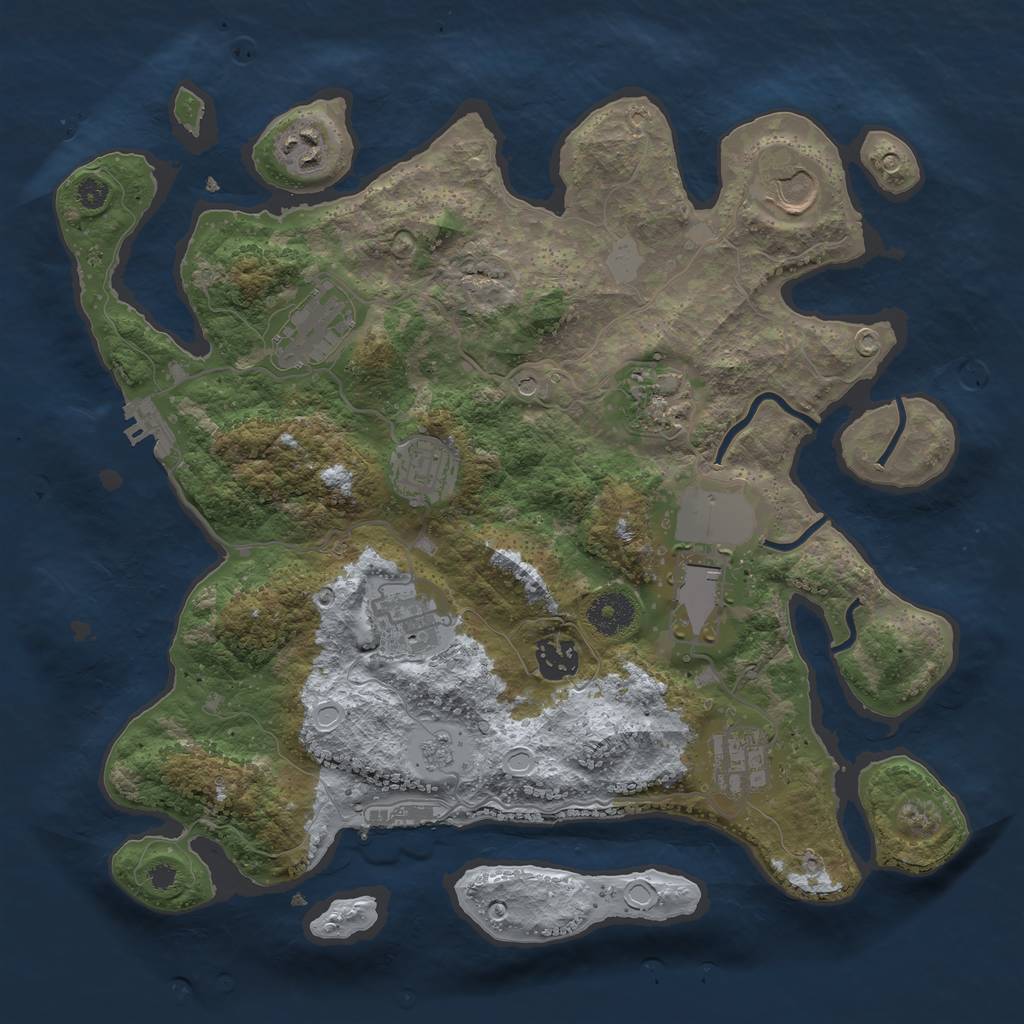 Rust Map: Procedural Map, Size: 3500, Seed: 1304291659, 16 Monuments