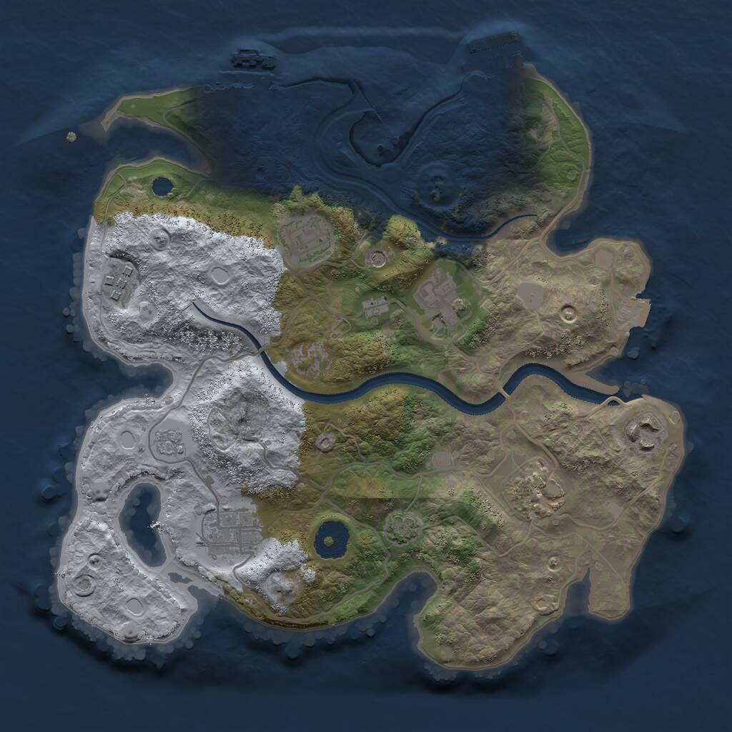 Rust Map: Procedural Map, Size: 3000, Seed: 1623310, 12 Monuments