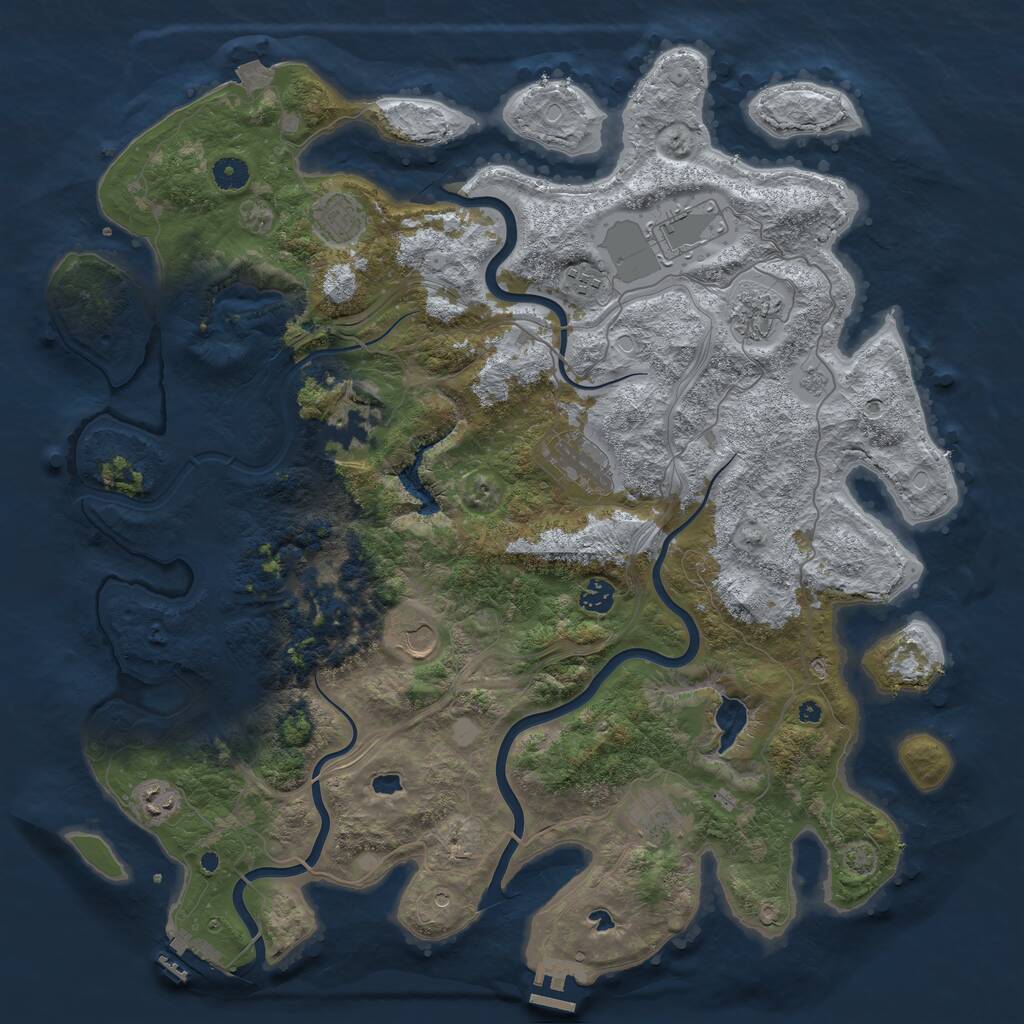 Rust Map: Procedural Map, Size: 4500, Seed: 1066487568, 16 Monuments