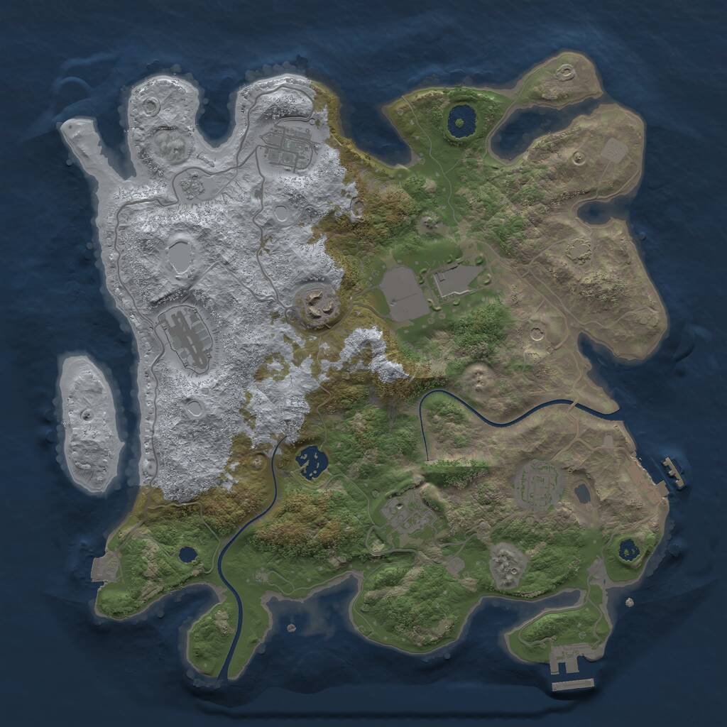 Rust Map: Procedural Map, Size: 3500, Seed: 1983, 13 Monuments