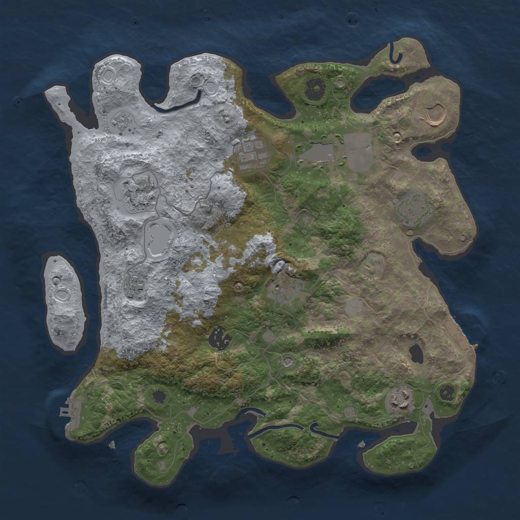 Rust Map: Procedural Map, Size: 3500, Seed: 1983, 16 Monuments