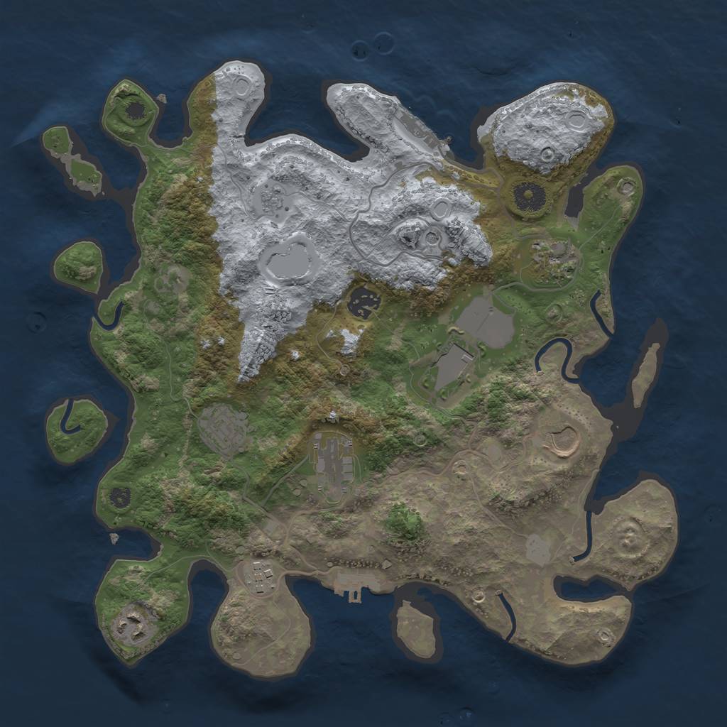 Rust Map: Procedural Map, Size: 3500, Seed: 1626362516, 15 Monuments