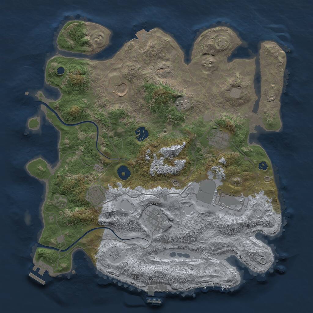 Rust Map: Procedural Map, Size: 3500, Seed: 632451323, 13 Monuments