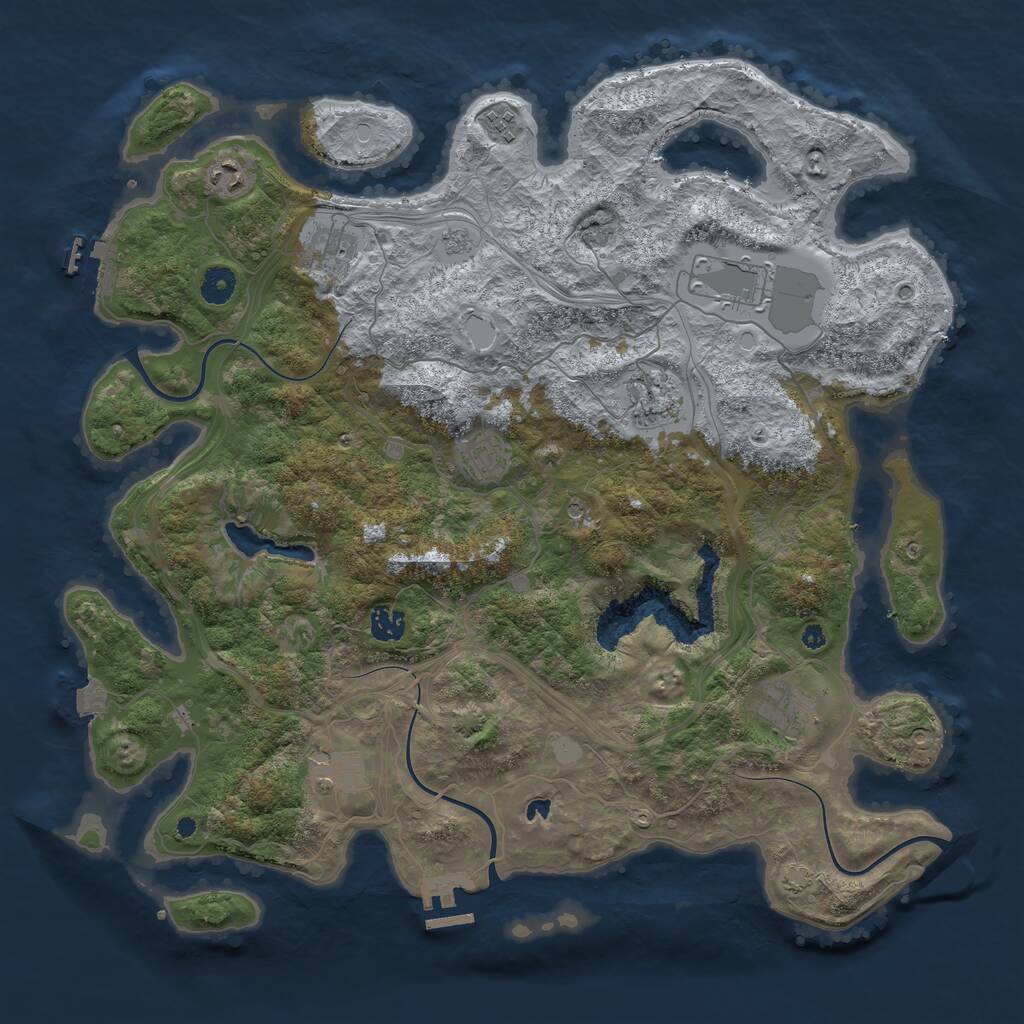 Rust Map: Procedural Map, Size: 4250, Seed: 999907273, 15 Monuments