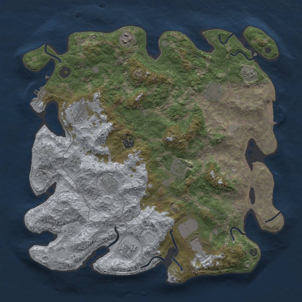 Rust Map: Procedural Map, Size: 4000, Seed: 634541684, 16 Monuments
