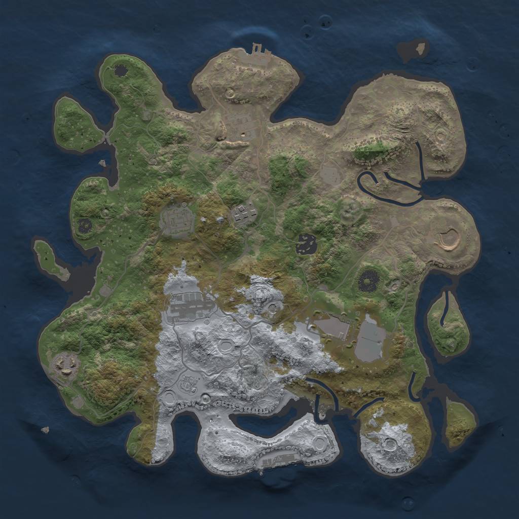 Rust Map: Procedural Map, Size: 3500, Seed: 533283, 15 Monuments