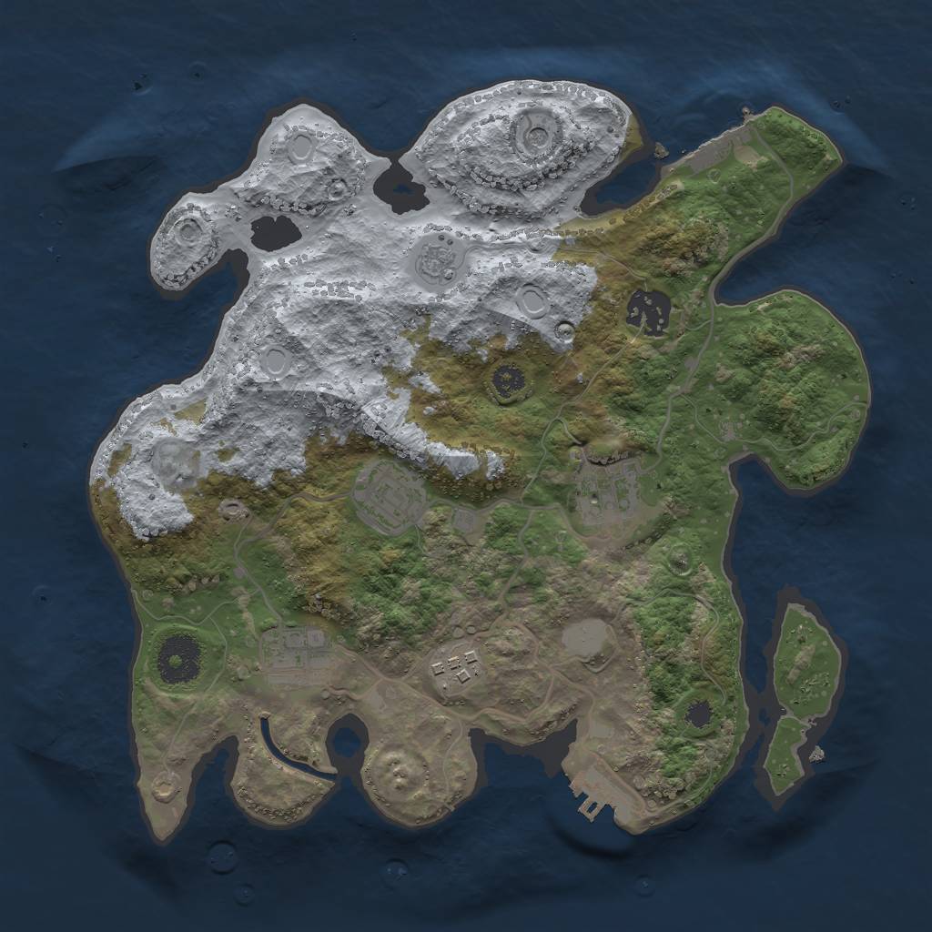 Rust Map: Procedural Map, Size: 3000, Seed: 656565, 12 Monuments