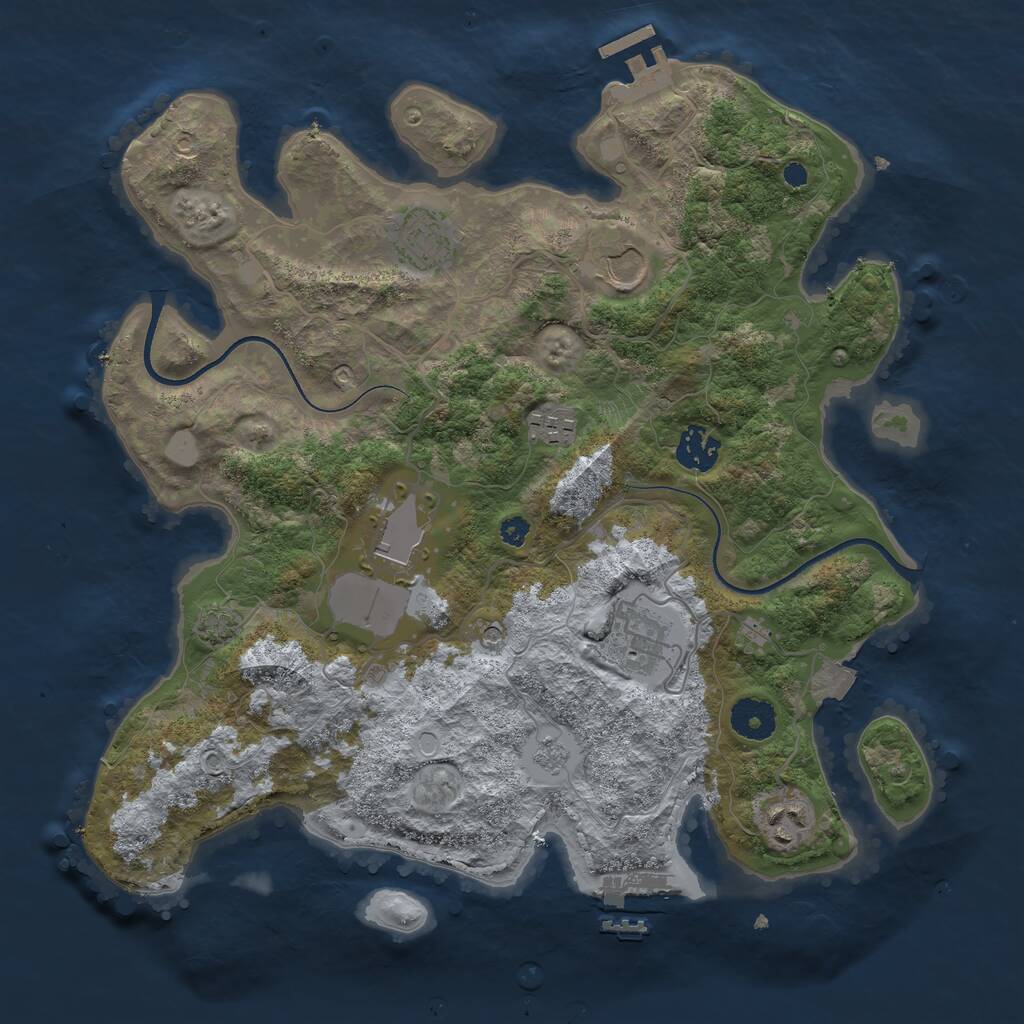Rust Map: Procedural Map, Size: 3500, Seed: 353847274, 13 Monuments