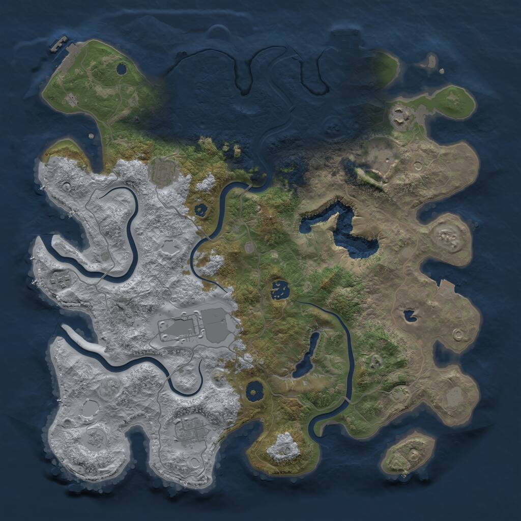 Rust Map: Procedural Map, Size: 4001, Seed: 1189207366, 13 Monuments
