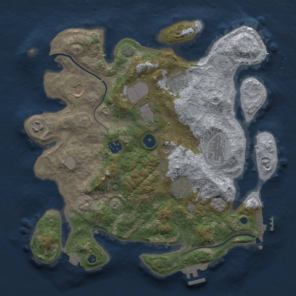 Rust Map: Procedural Map, Size: 3500, Seed: 30746254, 14 Monuments