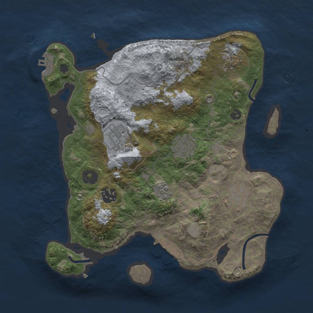 Rust Map: Procedural Map, Size: 3000, Seed: 1238796, 12 Monuments