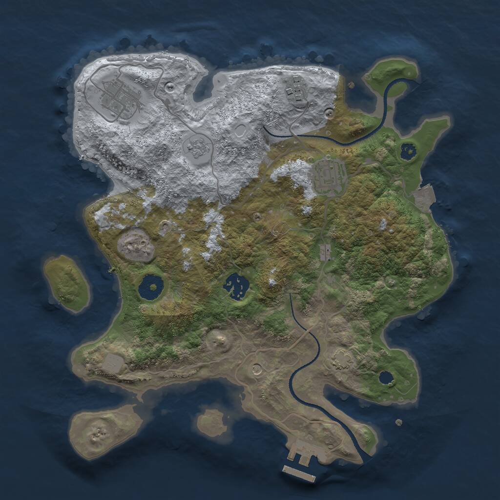 Rust Map: Procedural Map, Size: 3000, Seed: 76895237, 9 Monuments
