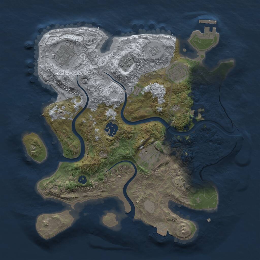 Rust Map: Procedural Map, Size: 3000, Seed: 76895237, 10 Monuments