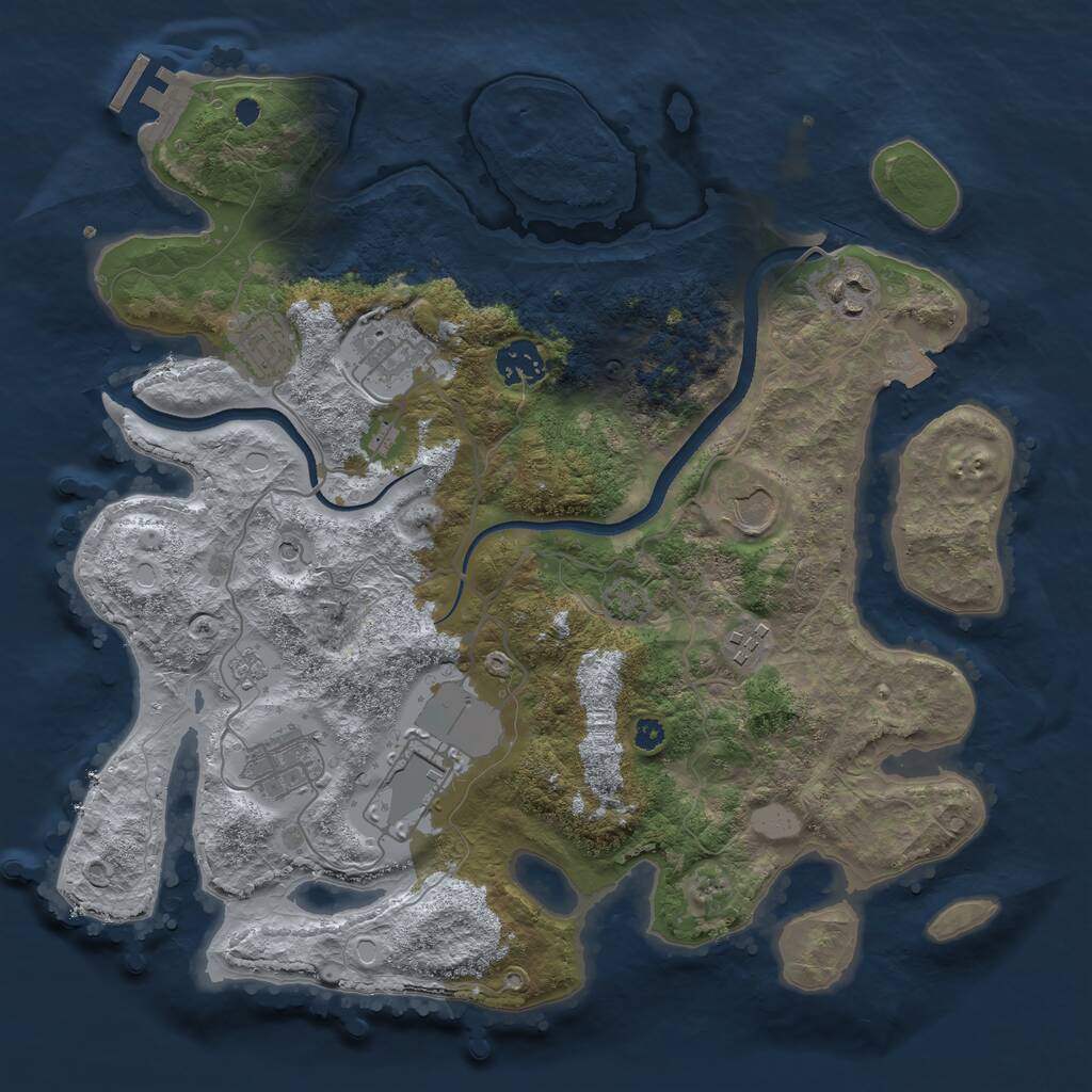 Rust Map: Procedural Map, Size: 3500, Seed: 1865471025, 13 Monuments