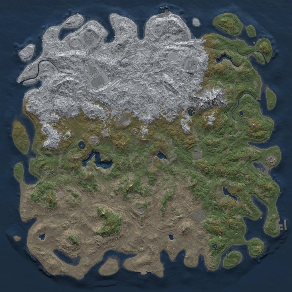 Rust Map: Procedural Map, Size: 6000, Seed: 2654, 17 Monuments