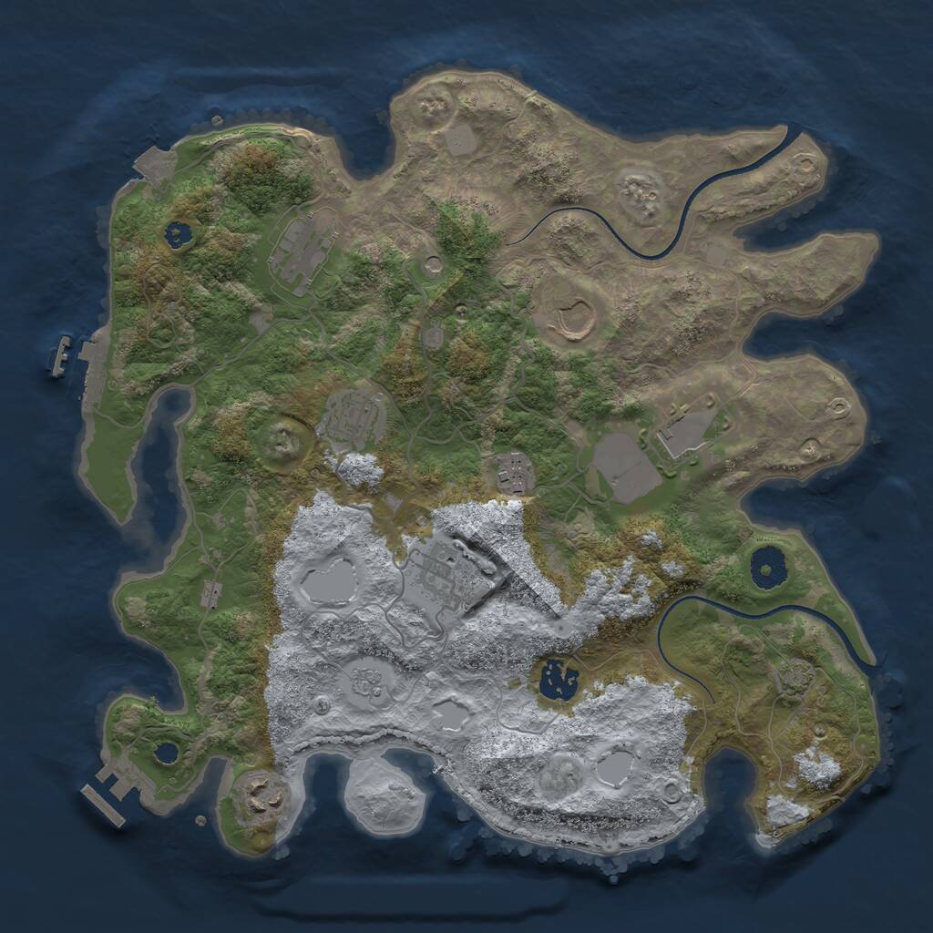 Rust Map: Procedural Map, Size: 3500, Seed: 408421276, 14 Monuments