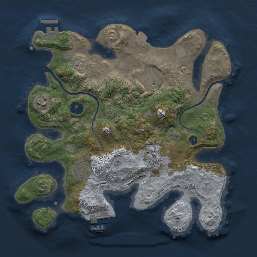 Rust Map: Procedural Map, Size: 3000, Seed: 664245676, 11 Monuments