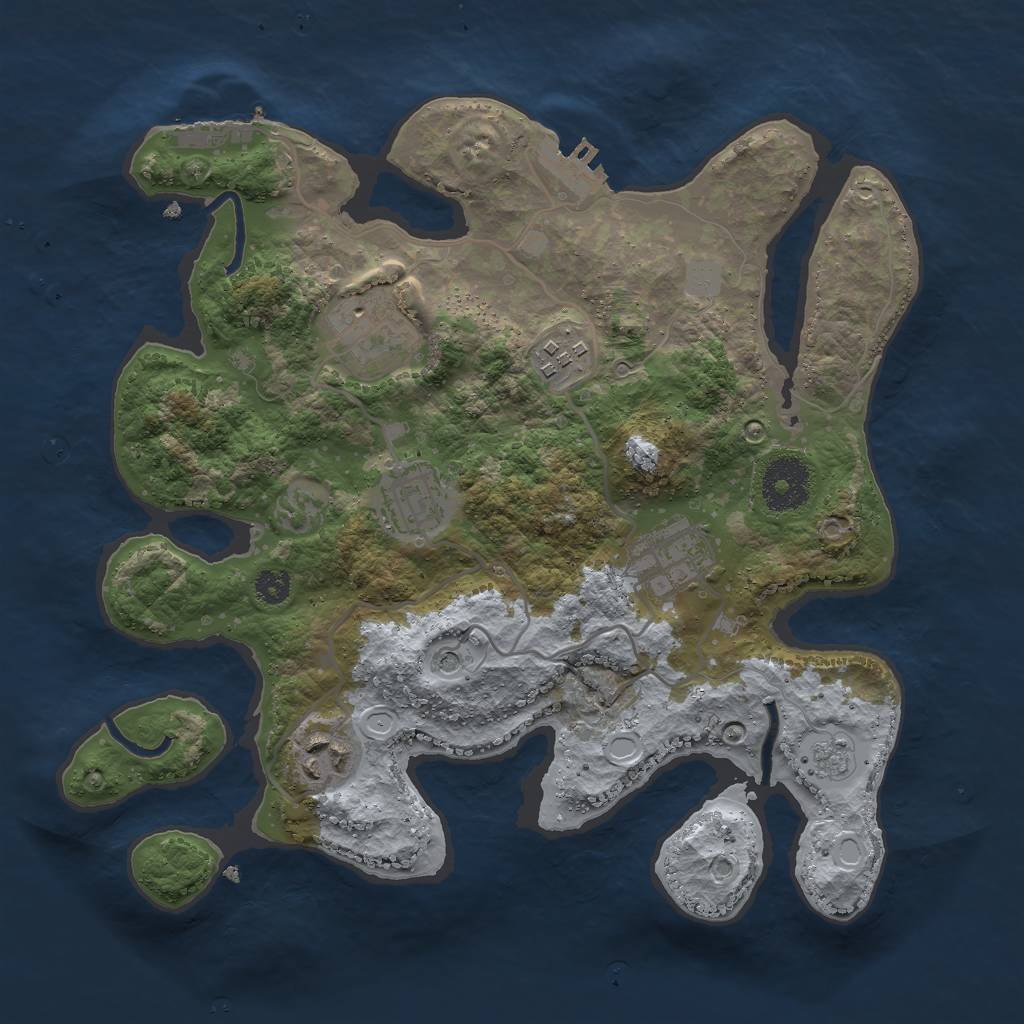 Rust Map: Procedural Map, Size: 3000, Seed: 664245676, 12 Monuments