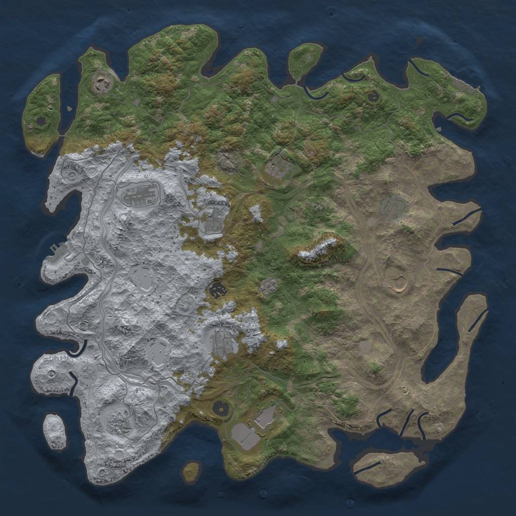 Rust Map: Procedural Map, Size: 4800, Seed: 384190582, 18 Monuments