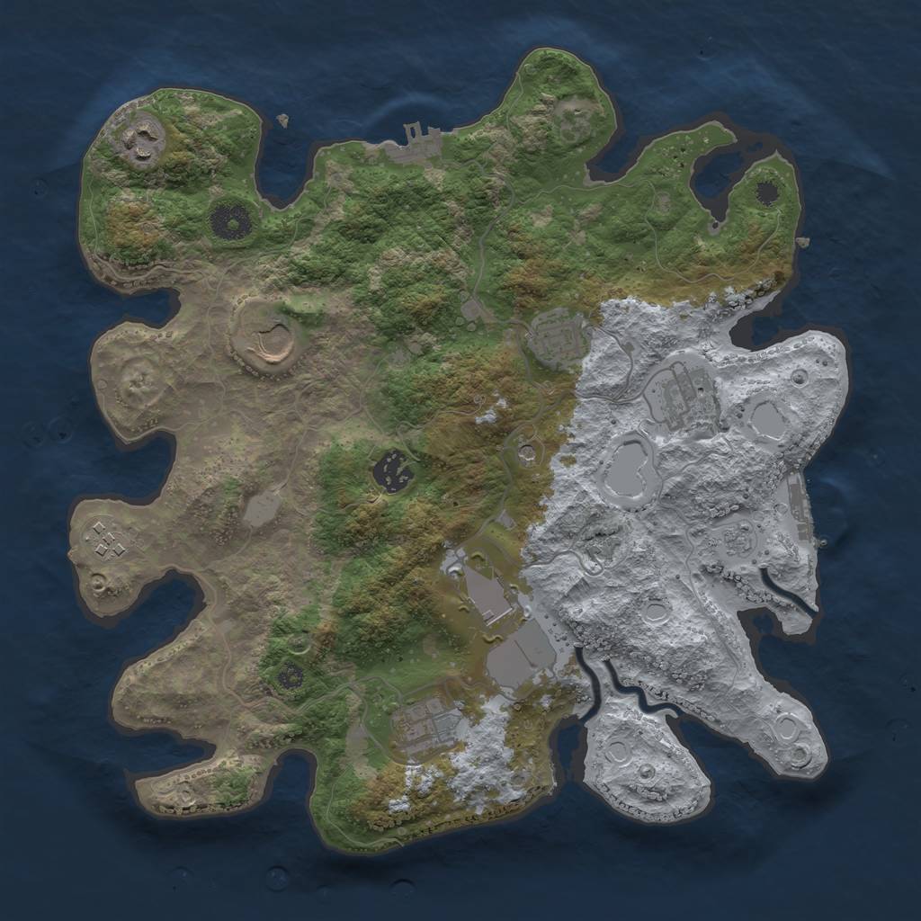 Rust Map: Procedural Map, Size: 3500, Seed: 460707468, 15 Monuments