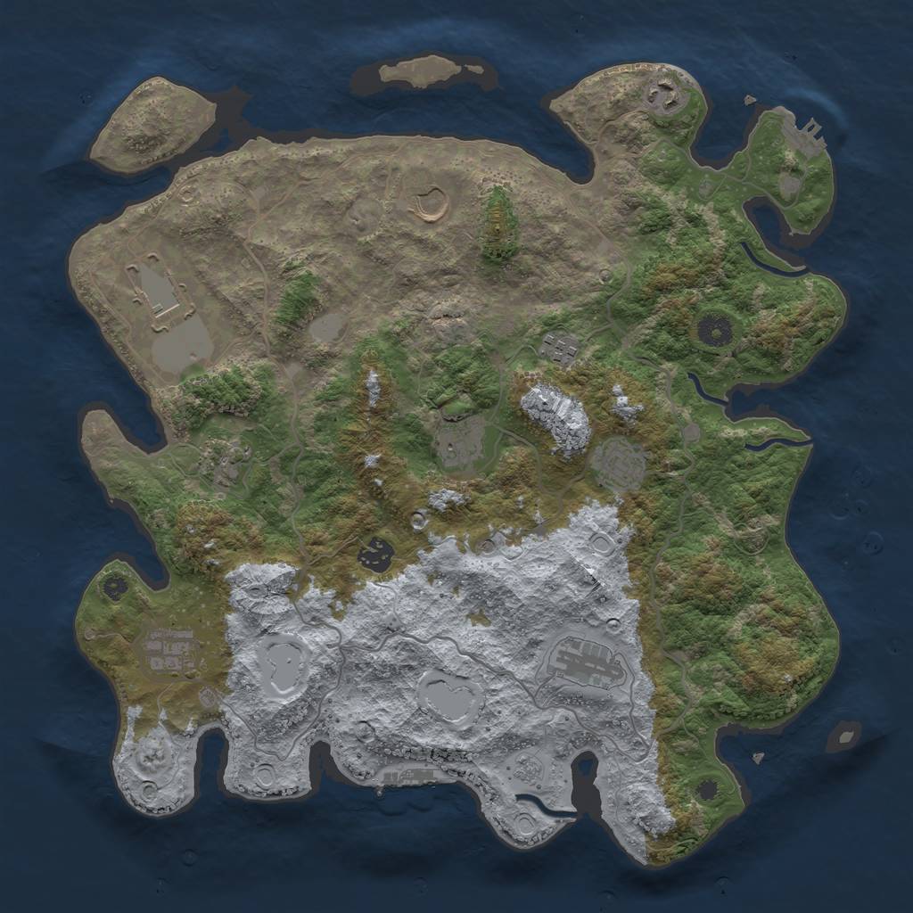 Rust Map: Procedural Map, Size: 4000, Seed: 5174860, 17 Monuments