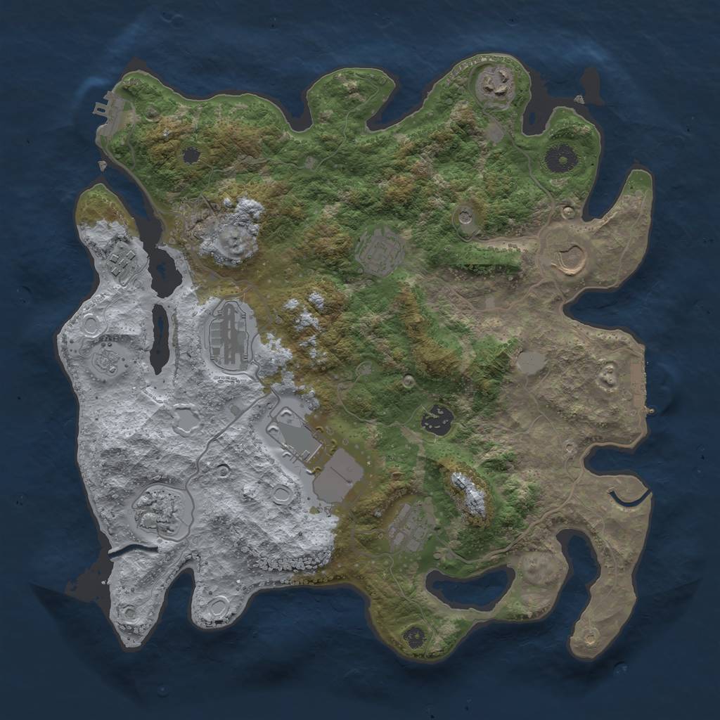 Rust Map: Procedural Map, Size: 3600, Seed: 12802, 16 Monuments