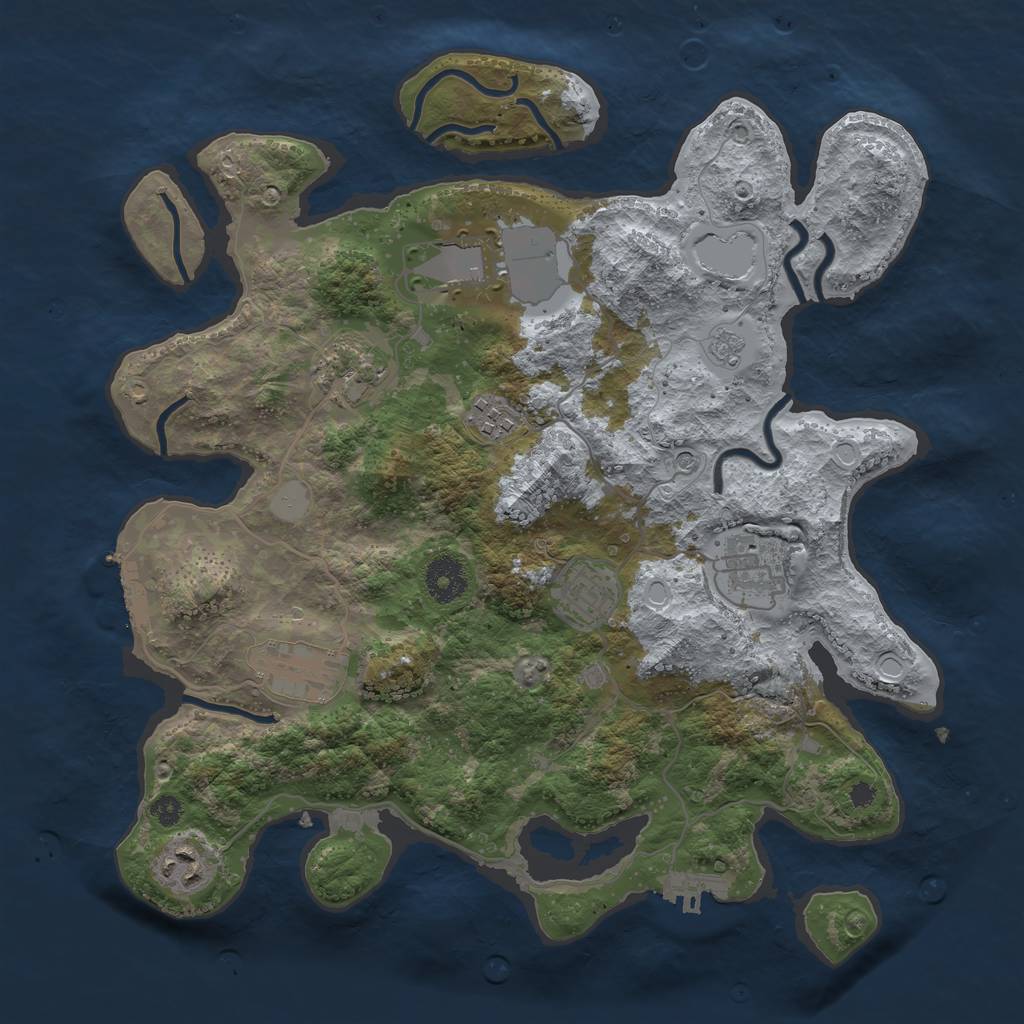 Rust Map: Procedural Map, Size: 3500, Seed: 986982342, 14 Monuments