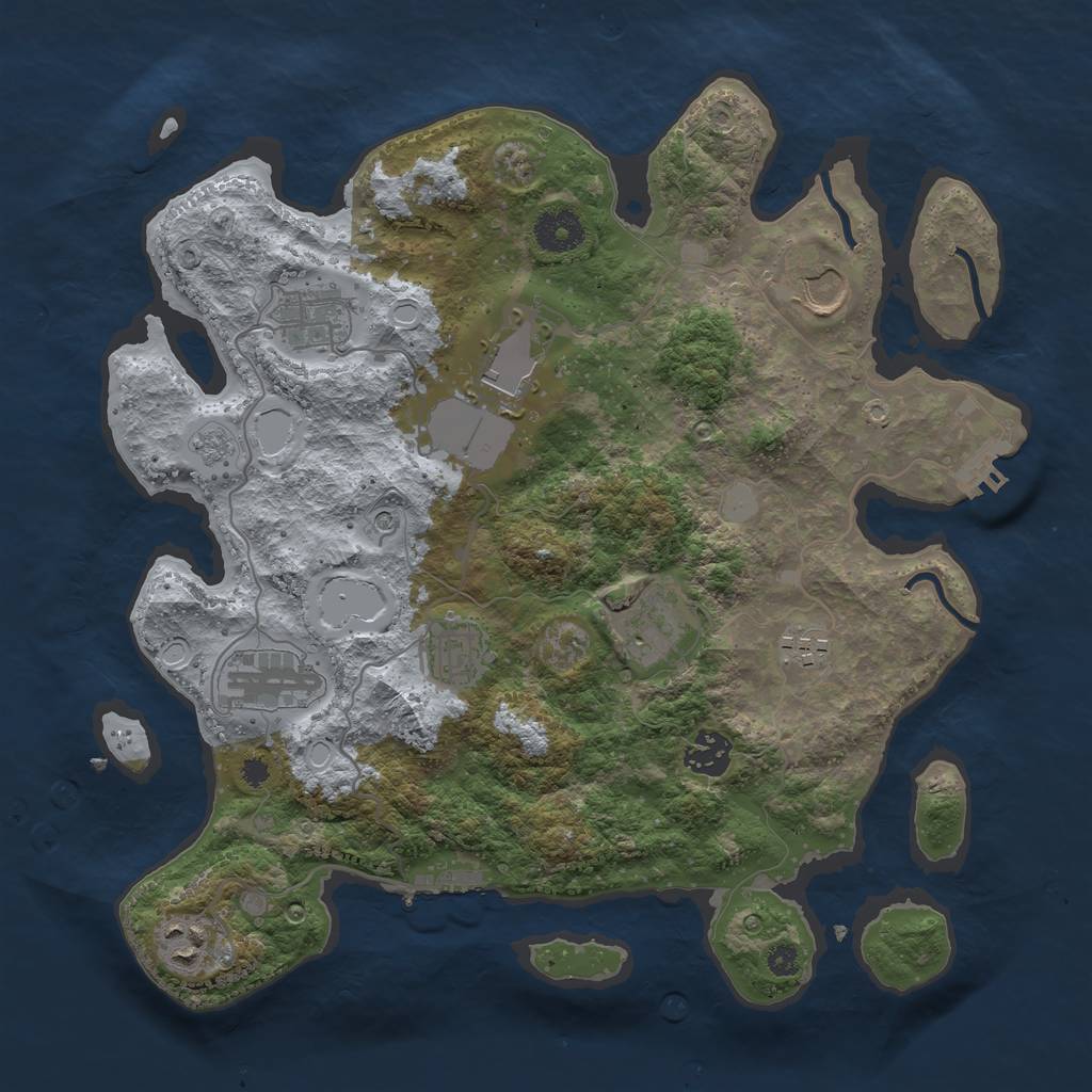 Rust Map: Procedural Map, Size: 3500, Seed: 390629824, 16 Monuments