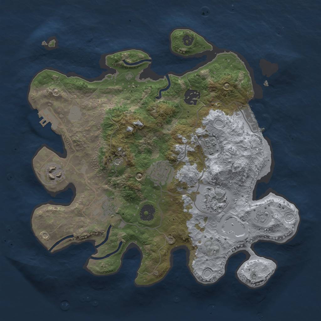 Rust Map: Procedural Map, Size: 3000, Seed: 3432, 13 Monuments