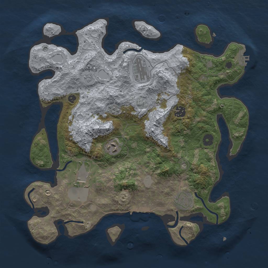 Rust Map: Procedural Map, Size: 3500, Seed: 919155892, 13 Monuments