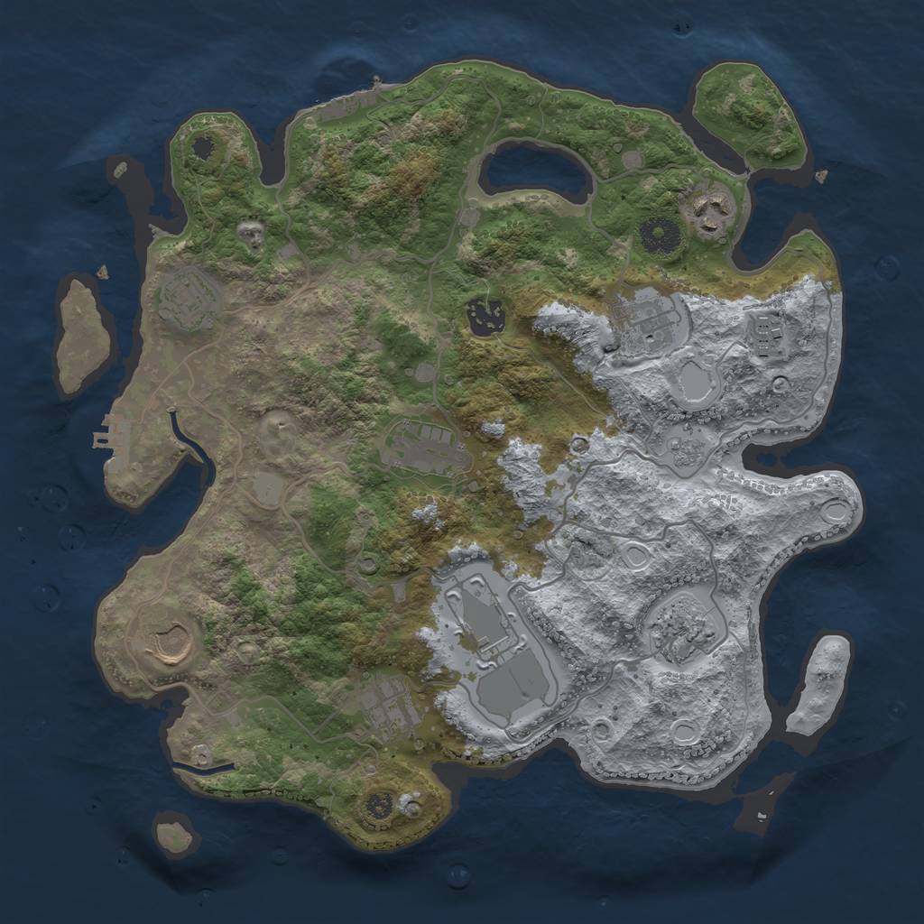 Rust Map: Procedural Map, Size: 3500, Seed: 1435480242, 16 Monuments
