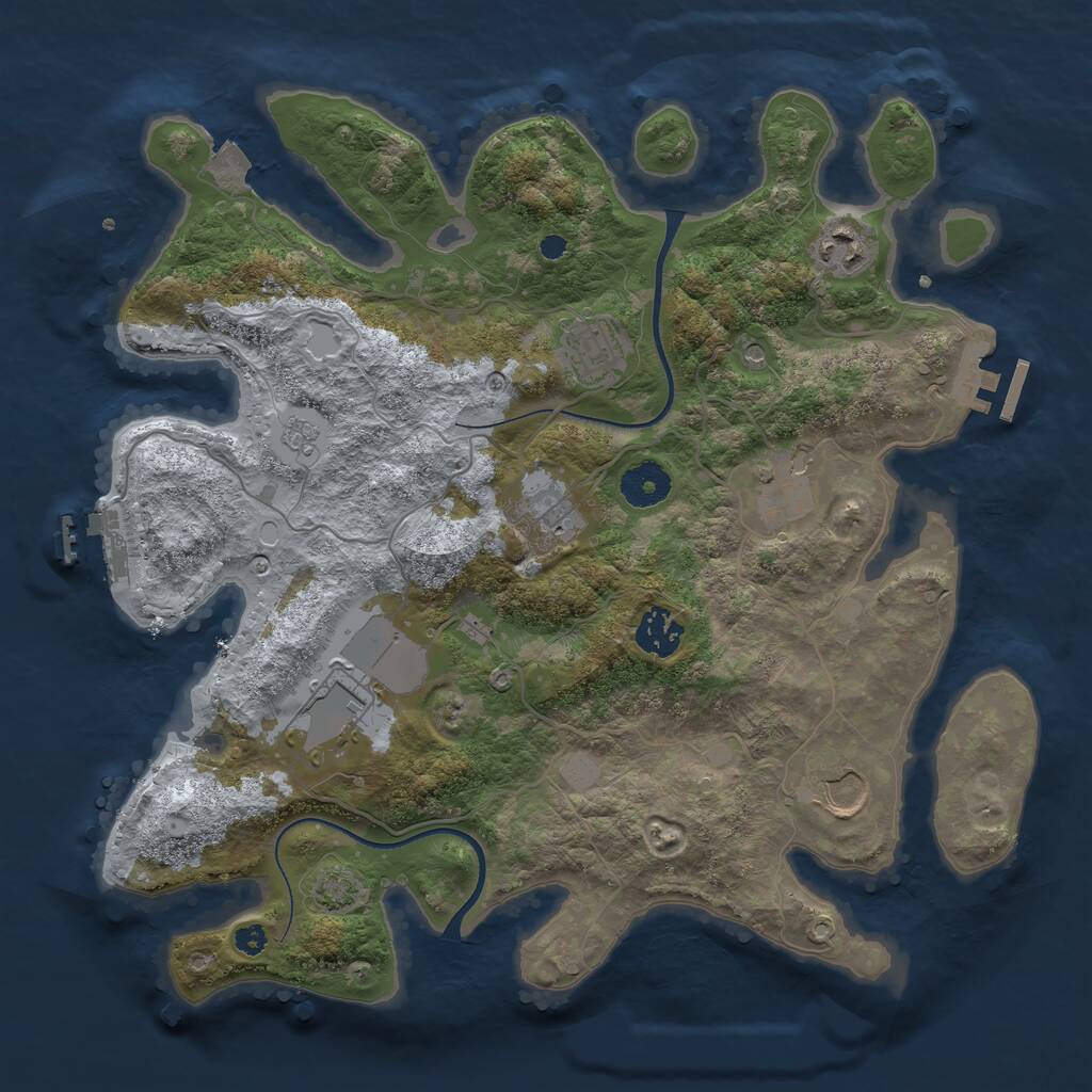 Rust Map: Procedural Map, Size: 3500, Seed: 6524442, 13 Monuments