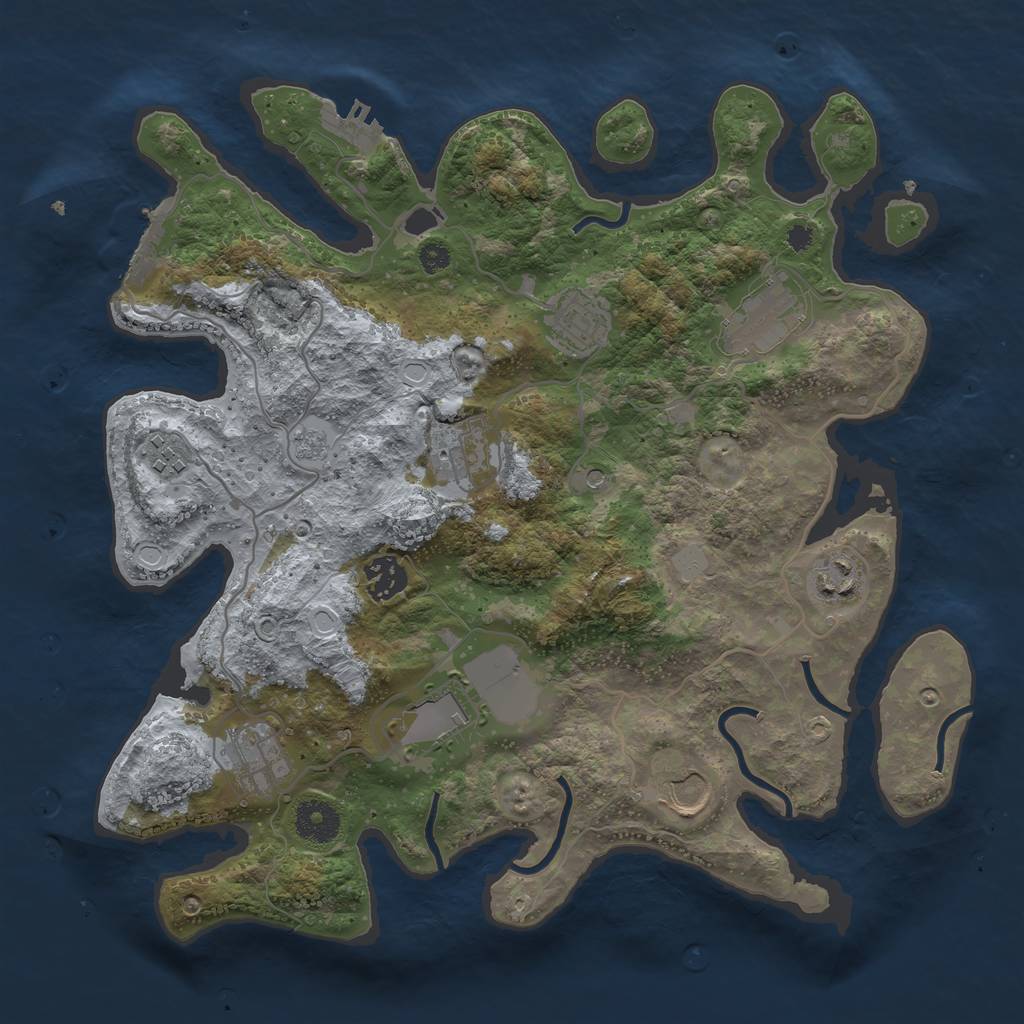Rust Map: Procedural Map, Size: 3500, Seed: 6524442, 16 Monuments