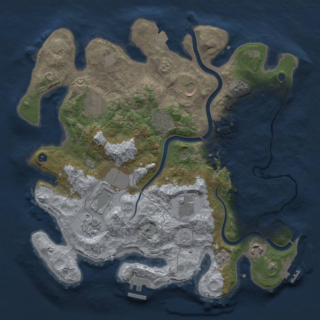 Rust Map: Procedural Map, Size: 3500, Seed: 865594005, 14 Monuments